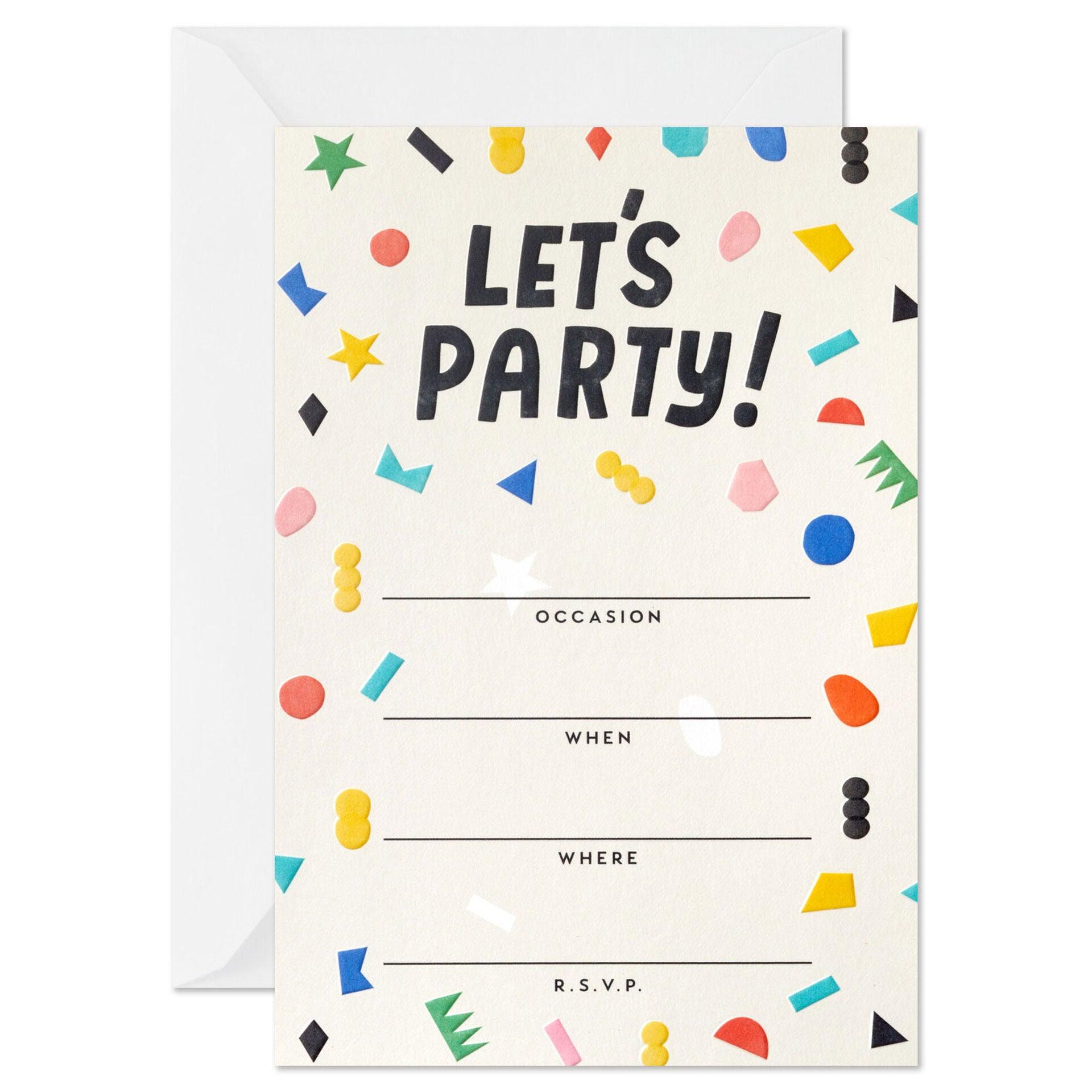 Hallmark  Colorful Confetti Party Invitations, Pack of 20