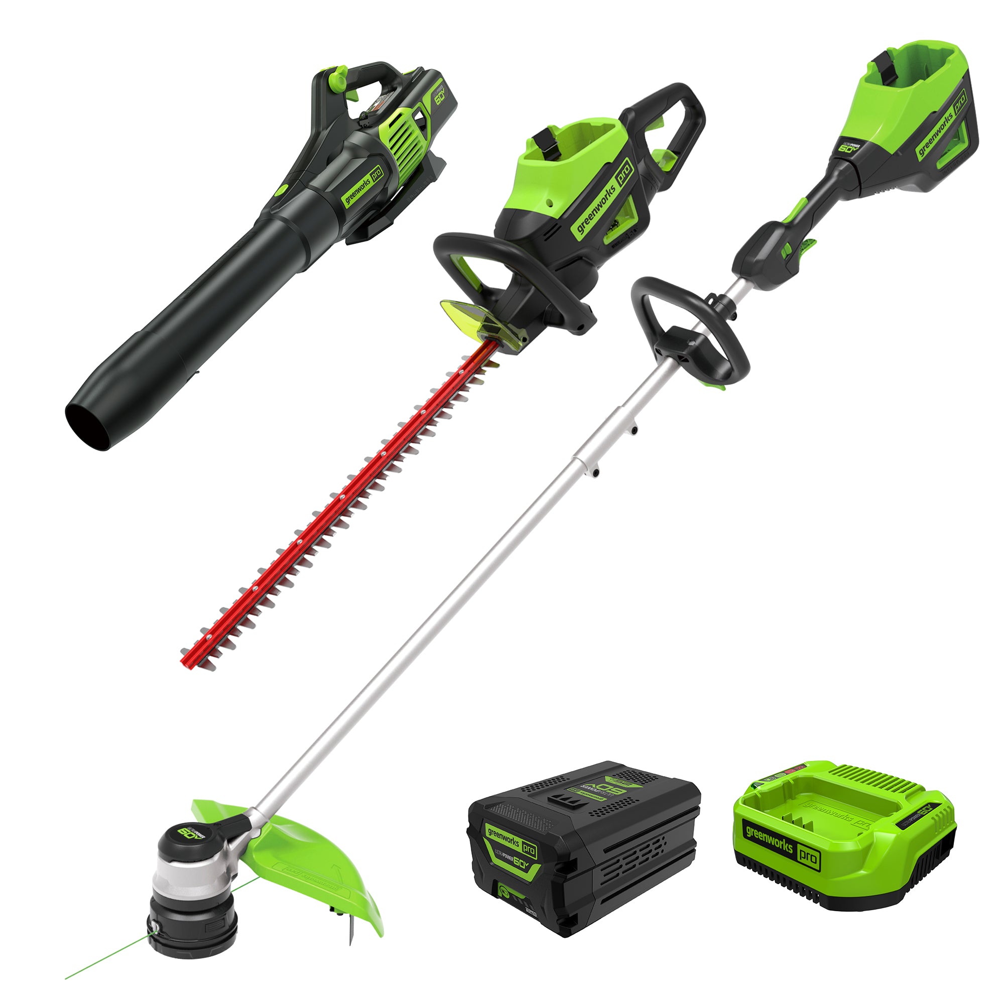 60V 3PC Cordless Battery Combo Kit w/ String Trimmer， Blower  Hedge T