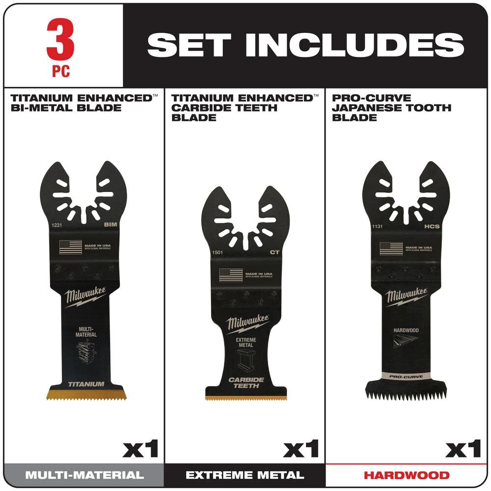 Milwaukee OPEN-LOK 3PC WOOD CUTTING MULTI-TOOL BLADE VARIETY PACK 49-10-9004 from Milwaukee