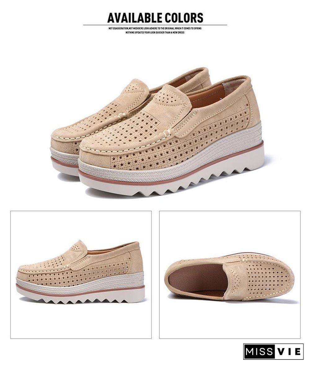 Women Shoes Platform Sneakers Slip on Flats Loafers Moccasins Hollow Out Casual Shoes