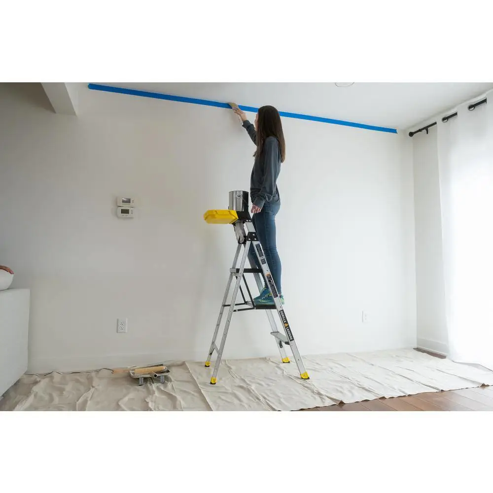 Gorilla Ladders 4 .5 ft. Aluminum Dual Platform Step Ladder with Project Bucket ( 9 ft. Reach ) 250 lbs. Capacity Type I Duty Rating