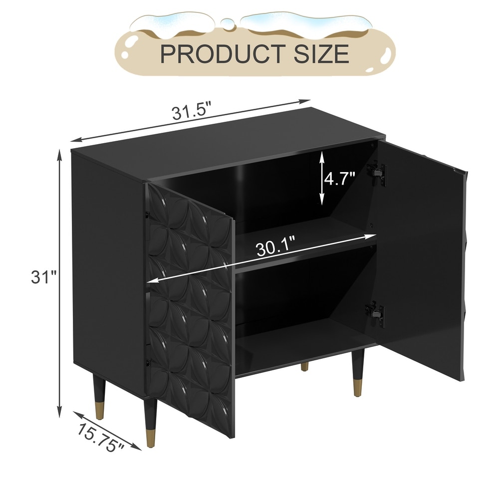 Clihome 2 Door Sideboard Glossy Locker Media Storage Accent Cabinet