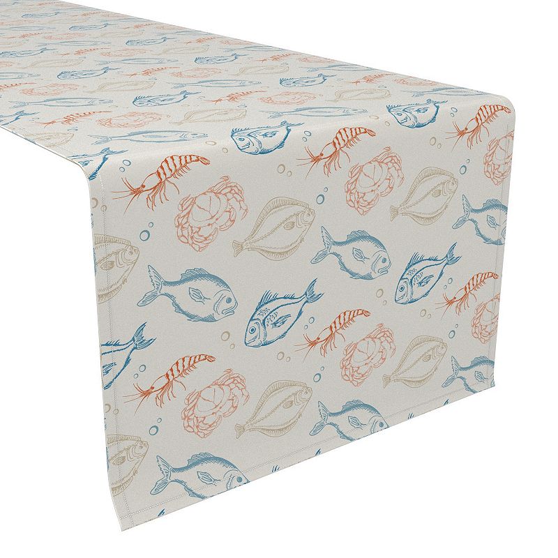 Table Runner， 100% Polyester， 12x72， Retro Sea