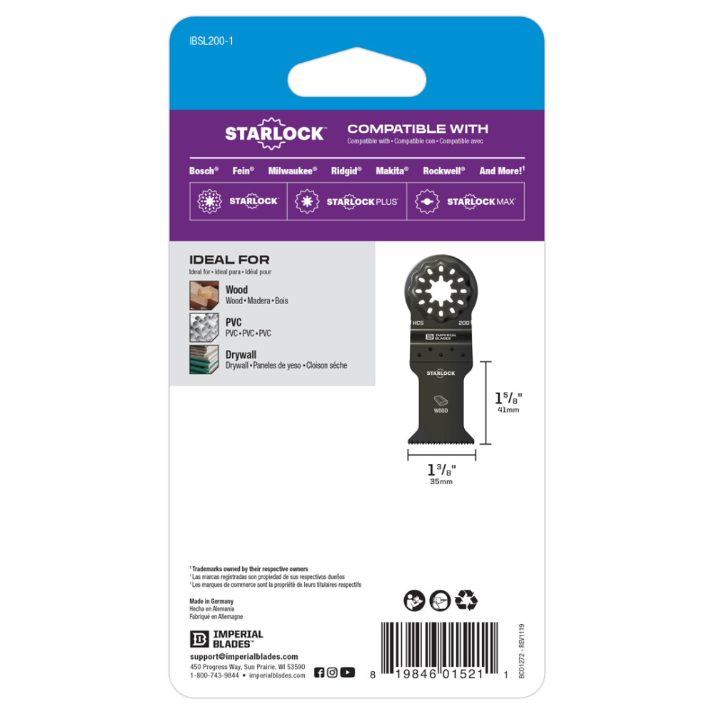 Starlock™ 1-3/8 Standard Wood Blade， 1PC ;