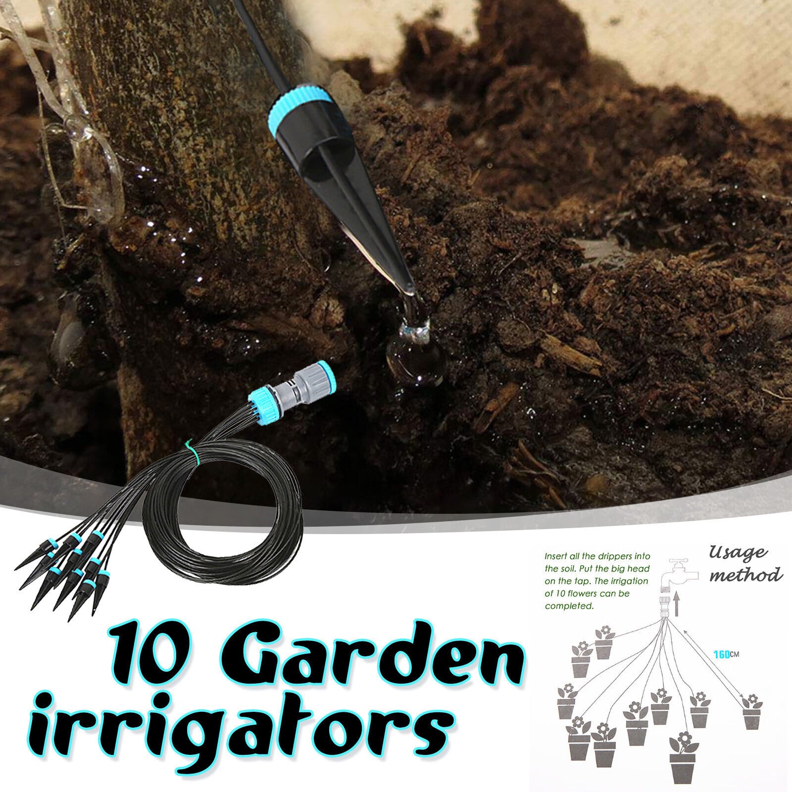 Device Garden Seepage Automatic Device Water Watering Irrigation 10 Dripper Patio and Garden