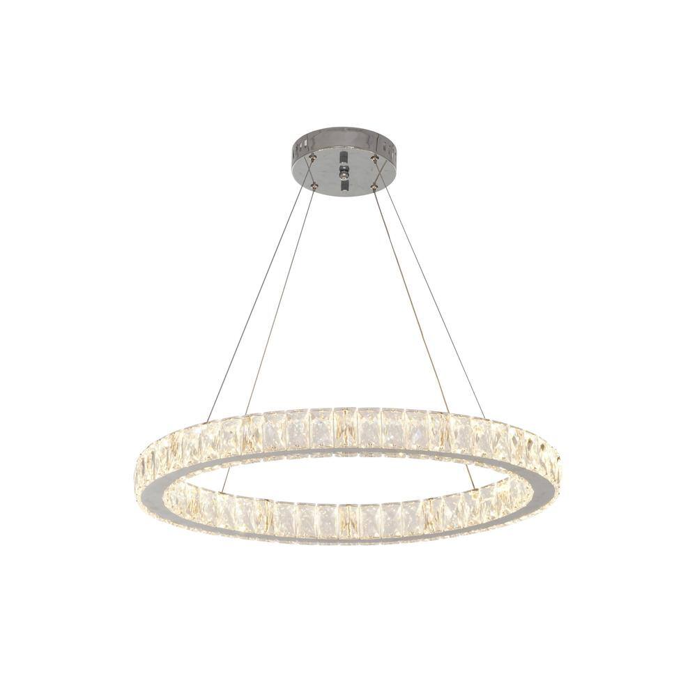 Home Decorators Collection 24 in. Chrome Integrated LED Pendant with Clear Crystals 20748-001