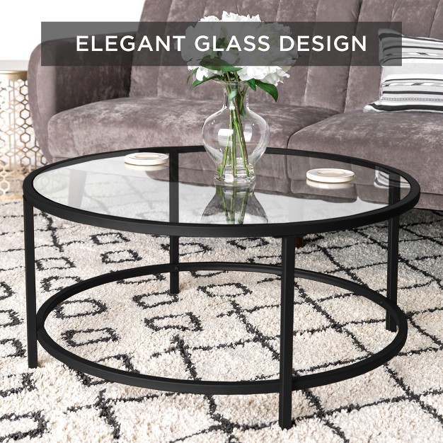 Best Choice Products 36in Round Tempered Glass Coffee Table For Home Living Room Dining Room