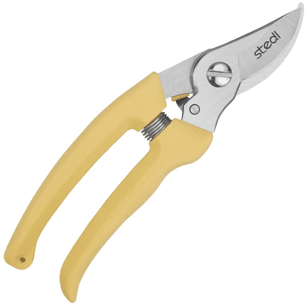 stedi 7" Garden Pruners, Bypass Pruning Shears with Rust Proof Stainless Steel Blades, Slip-Less Effort Pruning Scissors