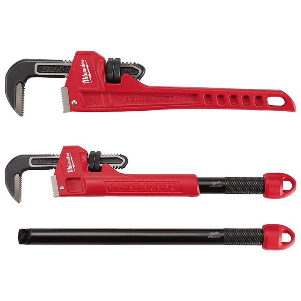 MW 14 in. Steel Pipe and Cheater Pipe Wrench Set (2-Piece) 48-22-7114-48-22-7314