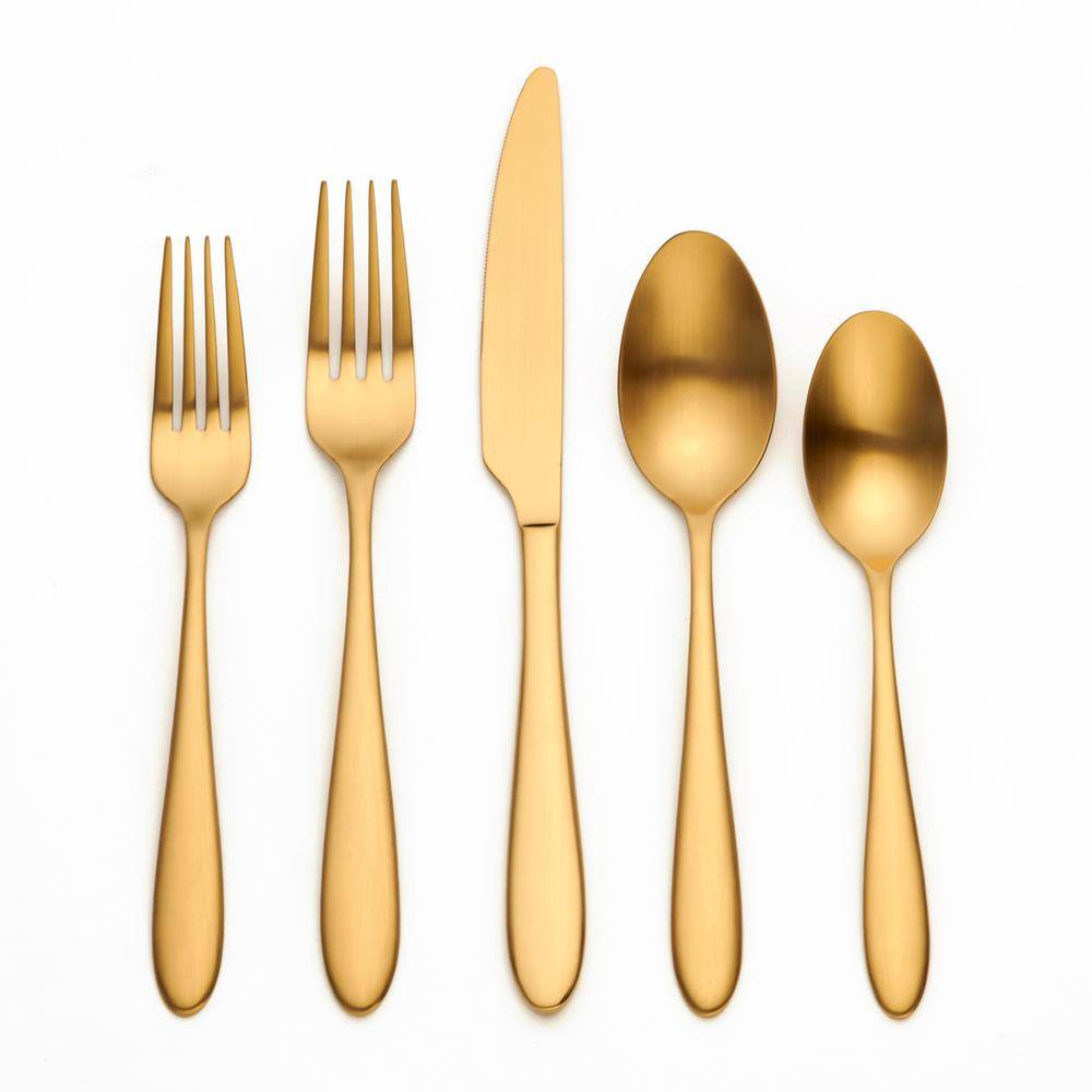 ORNATIVE Sophia 20-Piece Matte Gold 180 Stainless Steel Flatware Set (Service for 4) 09020GDR1