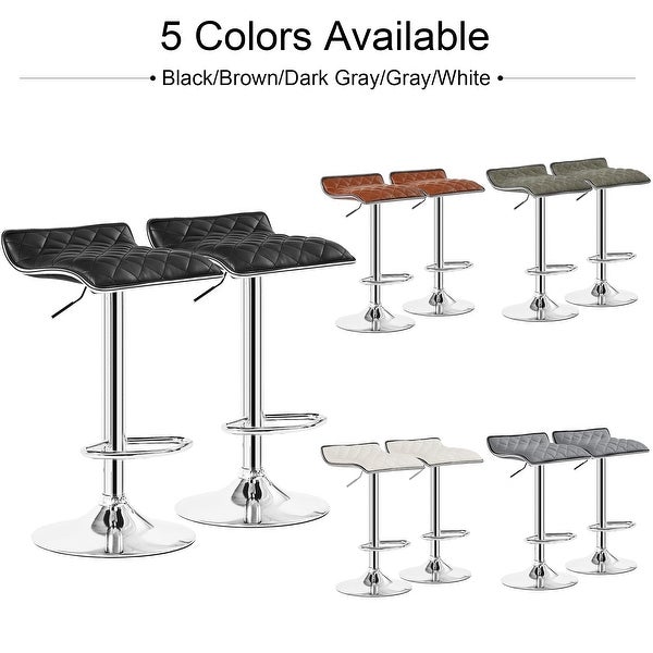 VECELO， (Set of 4) Adjustable Height Faux Leather Backless Modern Swivel Stool -Five colors