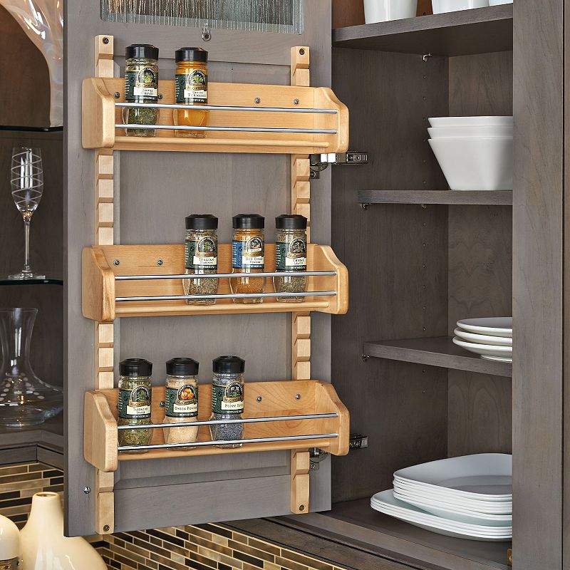 Rev-A-Shelf Large Adjustable 3-Shelf Cabinet Door Mount Spice Rack， 4ASR-21