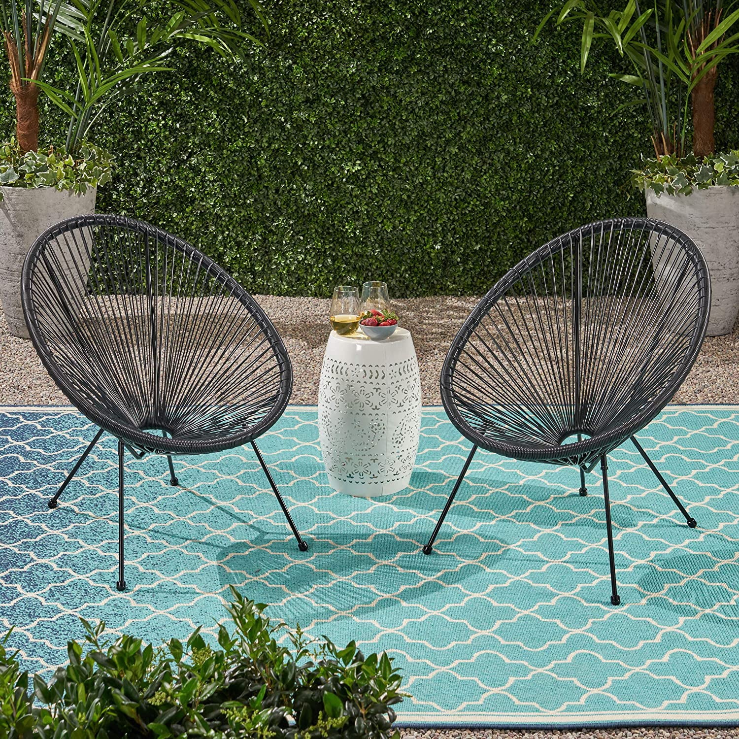 Williamspace Outdoor Hammock Weave Chair with Steel Frame, Patio Chair Set of 2 Weave Lounge Chair Sun Oval Chair Indoor Outdoor Chairs