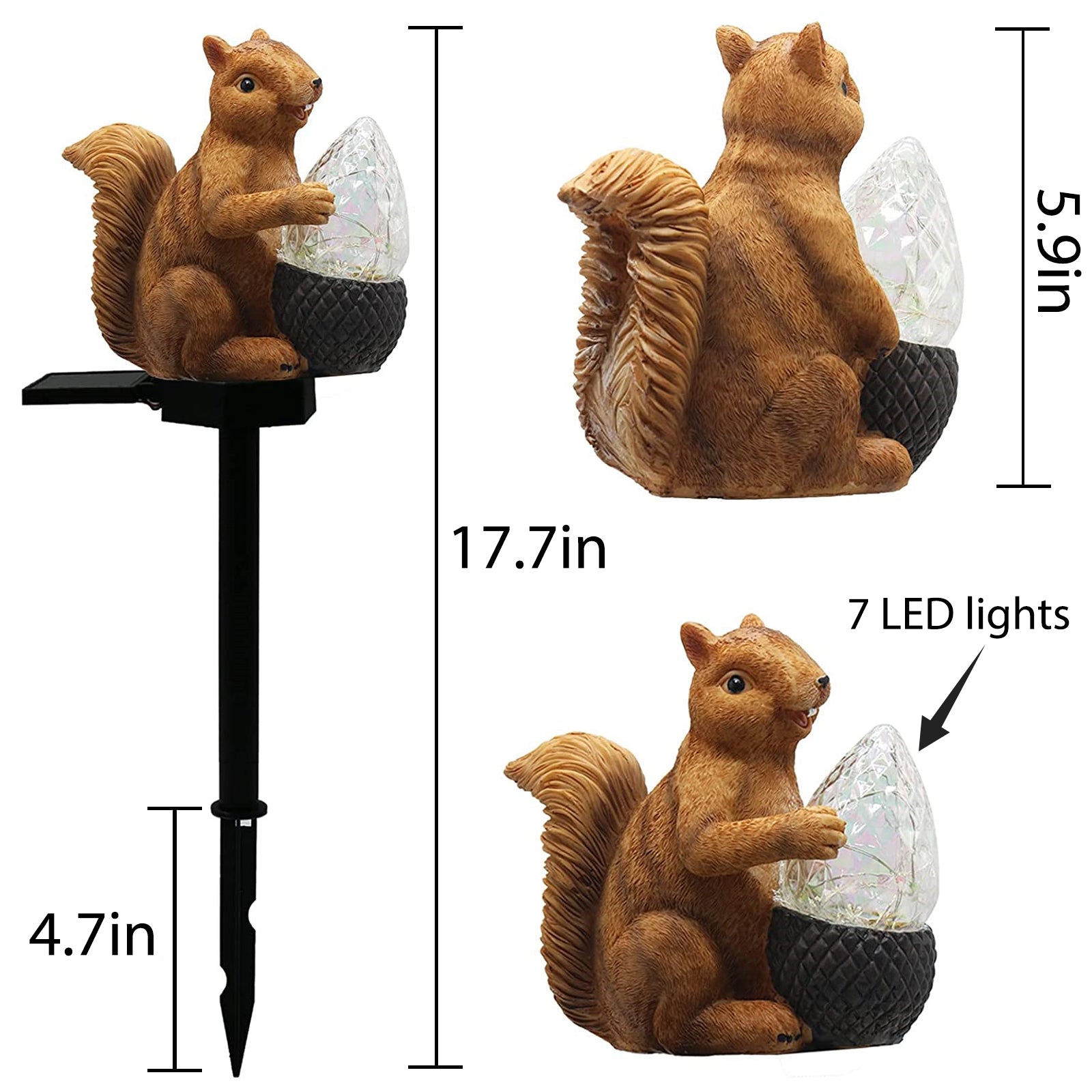 Outdoor Solar Squirrel Modeling Light LED Garden Resin Ground Plug Light Waterproof Lawn Landscape Light