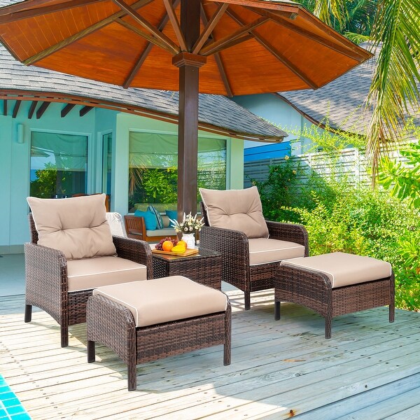 Futzca 5pc. Brown Wicker Small Patio Furniture Set