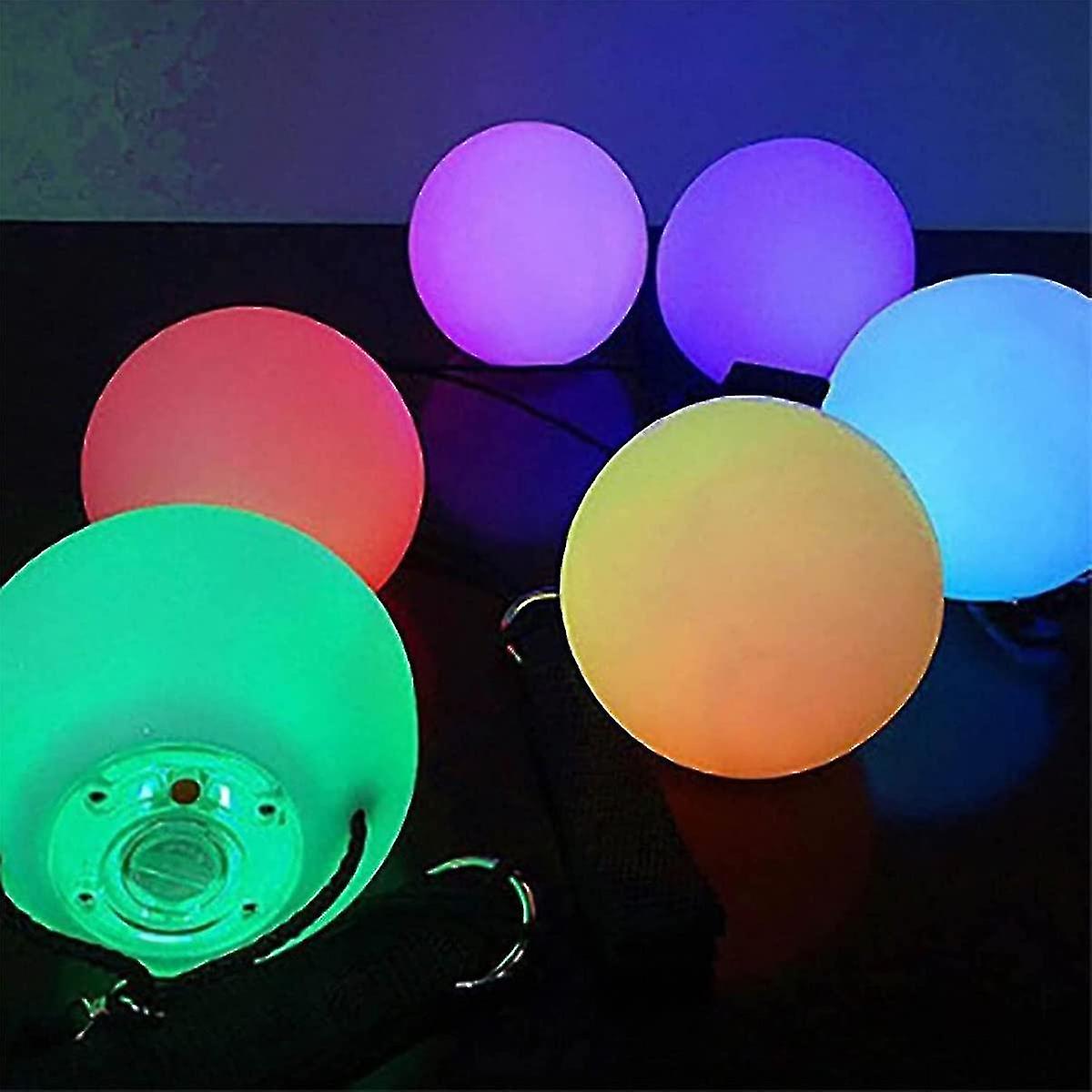 Led Poi Balls， Soft Glow Poi Balls， Rainbow Fade High Strobe Spinning Swirling Light Rave Toy Poi Ball