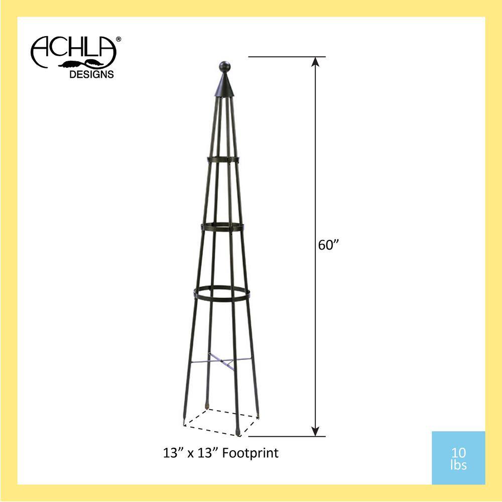 ACHLA DESIGNS 60 in. Wrought Iron Obelisk Garden Trellis OBL-01