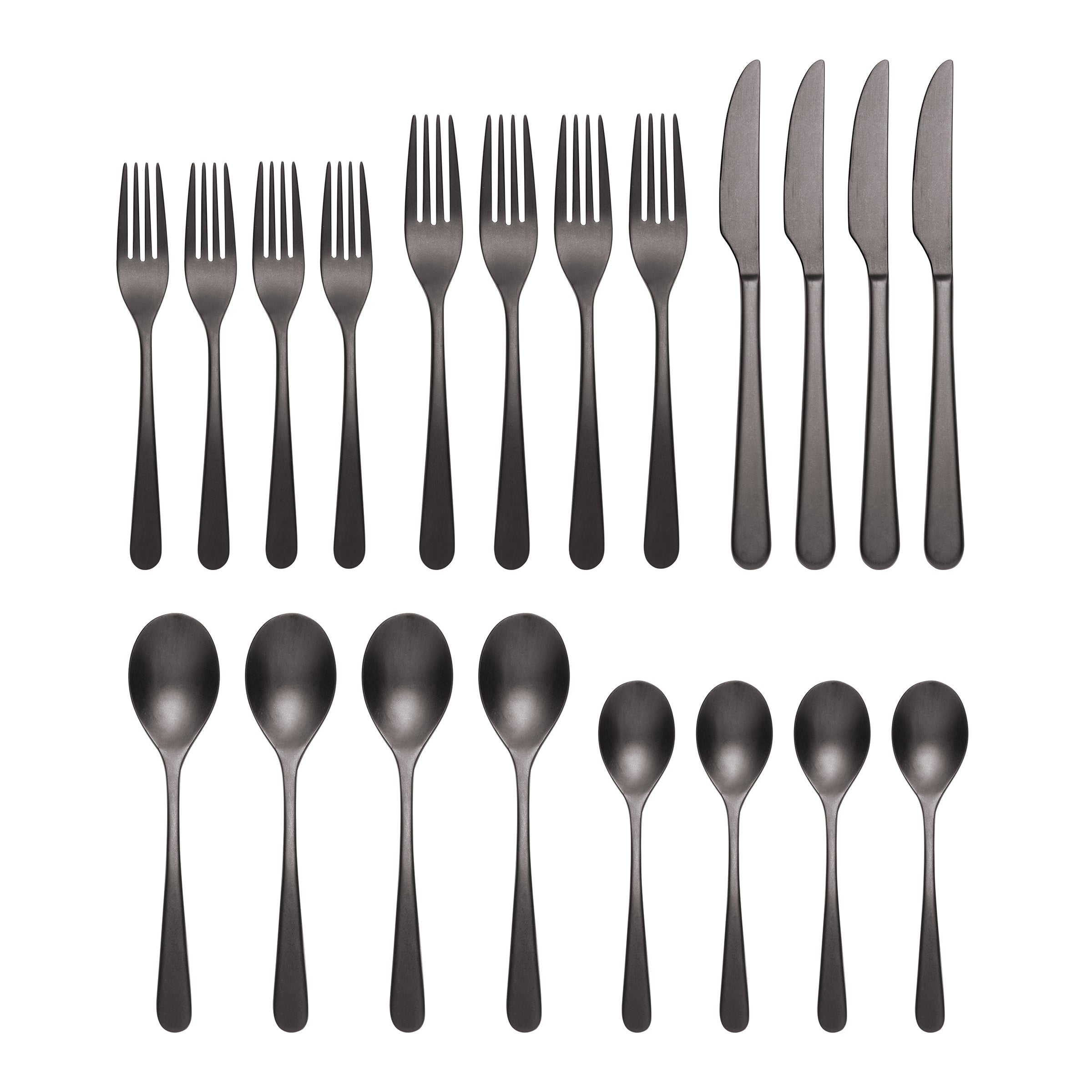 Kenbrook Black 20 Piece Everyday Flatware Set