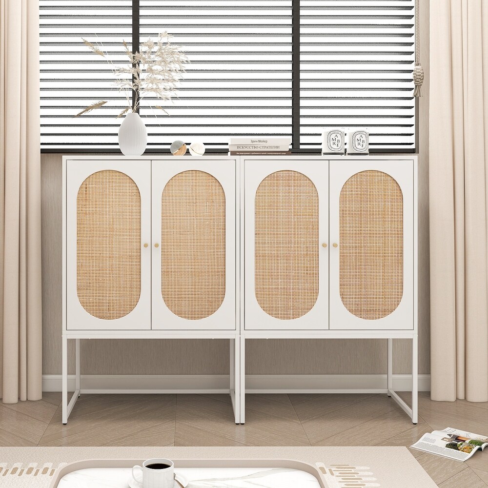 Natural Rattan 2 Door Free Standing High Cabinet with Adjustable Shelf   26.78\