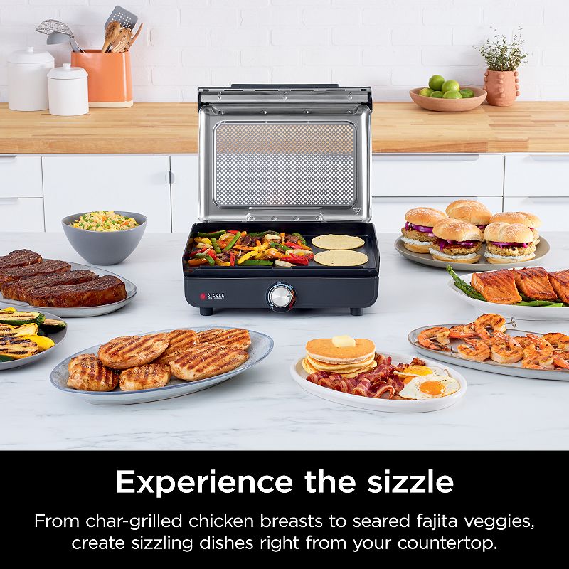 Ninja? Sizzle Smokeless Indoor Grill and Griddle with Interchangeable Plates