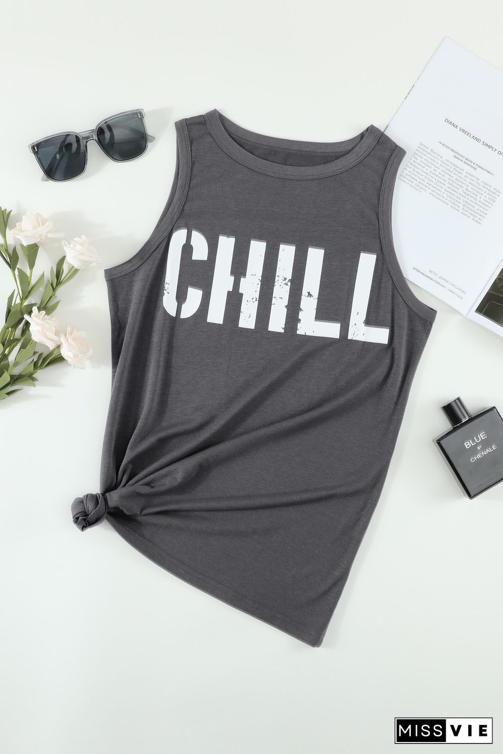 CHILL Graphic Print Tank Top