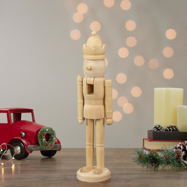 Unfinished Paintable Wooden Christmas Nutcracker With A Crown