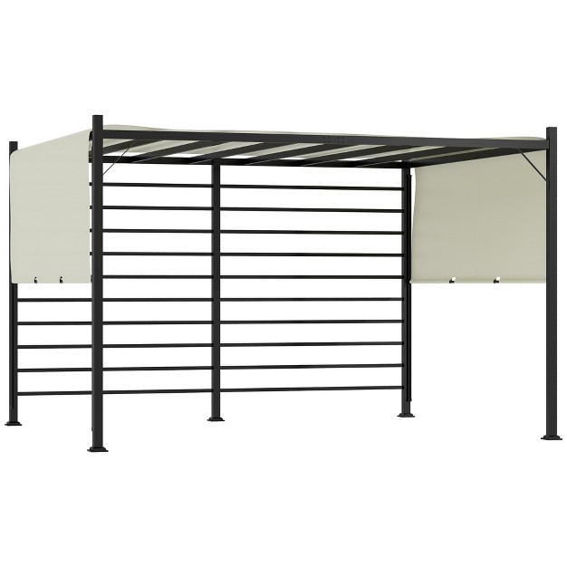 Outsunny 10 x27 X 12 x27 Outdoor Pergola Patio Gazebo Retractable Canopy Sun Shelter With Steel Frame Beige