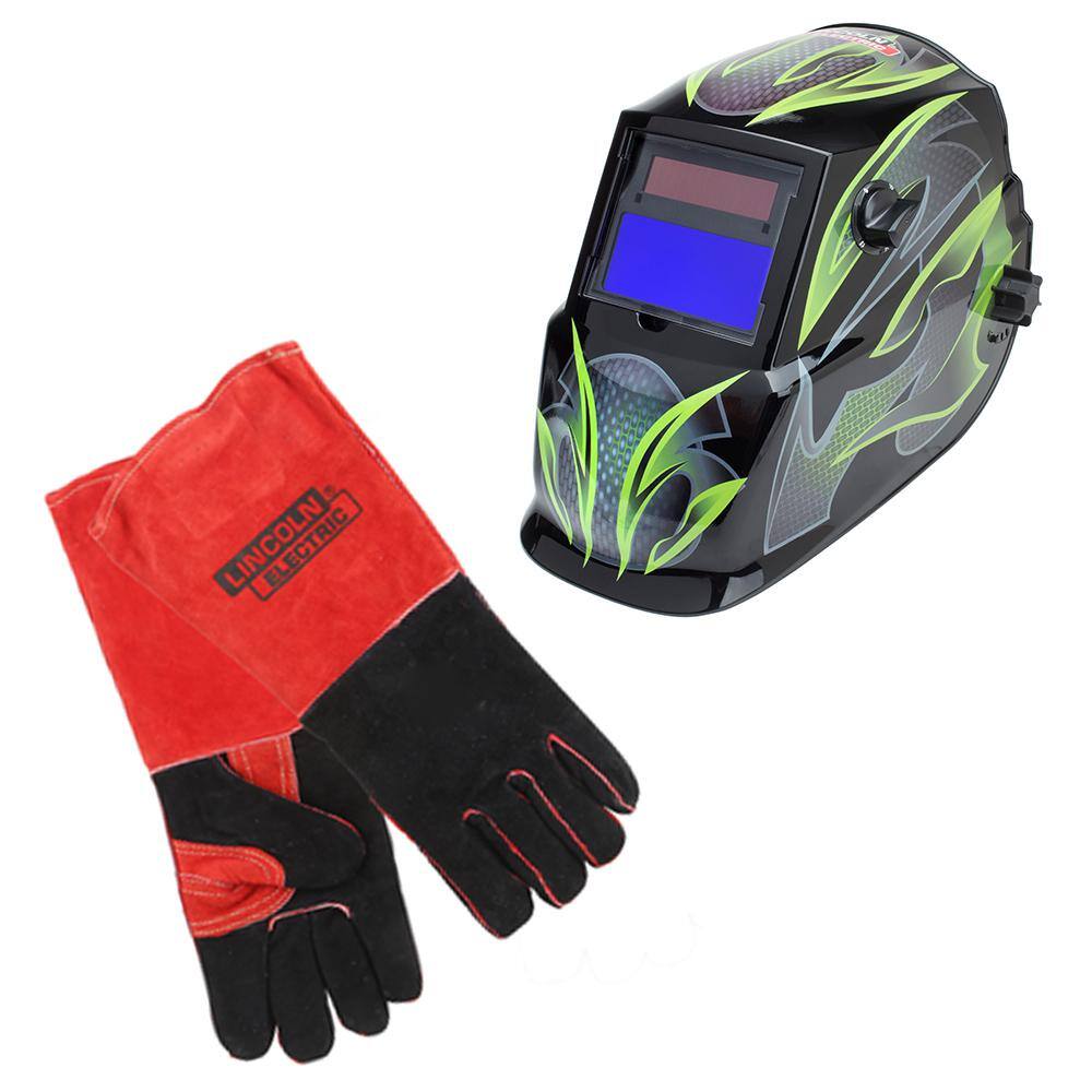 Lincoln Electric Galaxis Auto-Darkening Variable Shade 9-13 Welding Helmet Kit with Premium Welding Gloves K5250-2