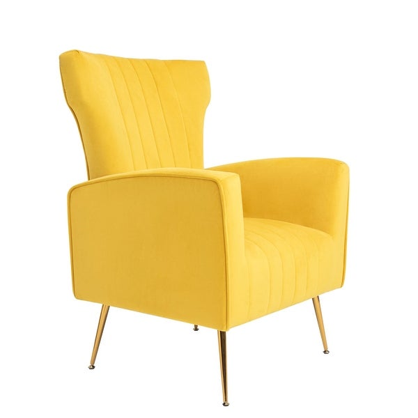 Modern Wingback Accent Lounge Arm Chair Velvet Chair with Gold Metal Legs Upholstered Single Sofa Chair for Living Room Bedroom