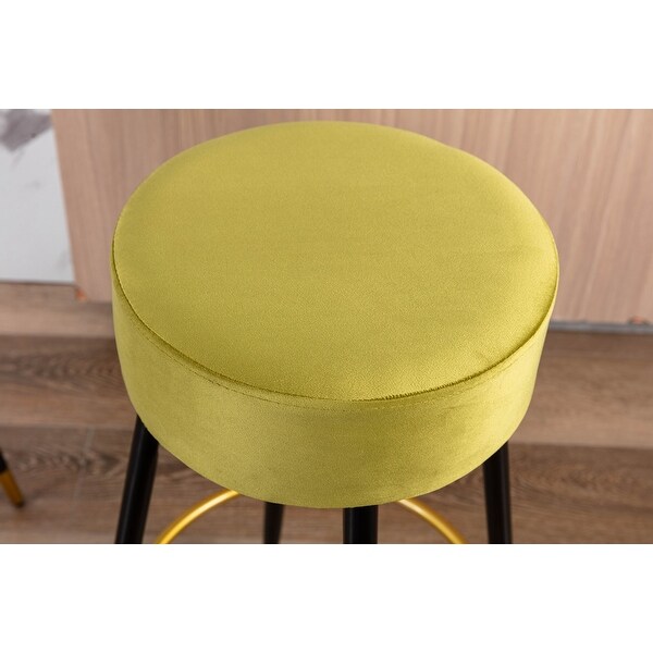 Modern Set of 2 Counter Height Bar Stools with Golden Footrest