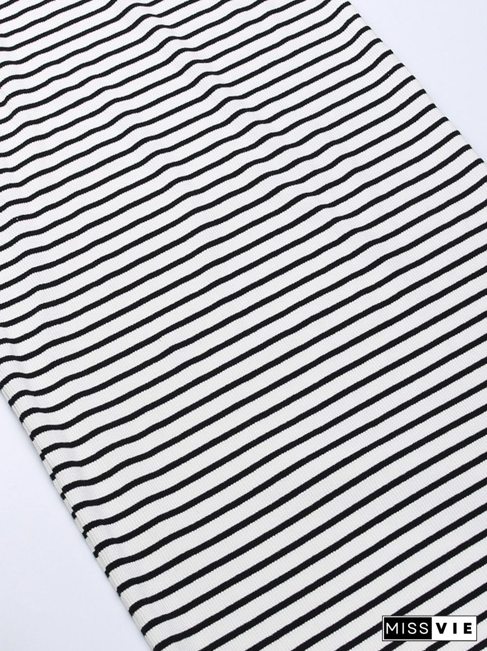 High Waisted H-Line Contrast Color Striped Skirts