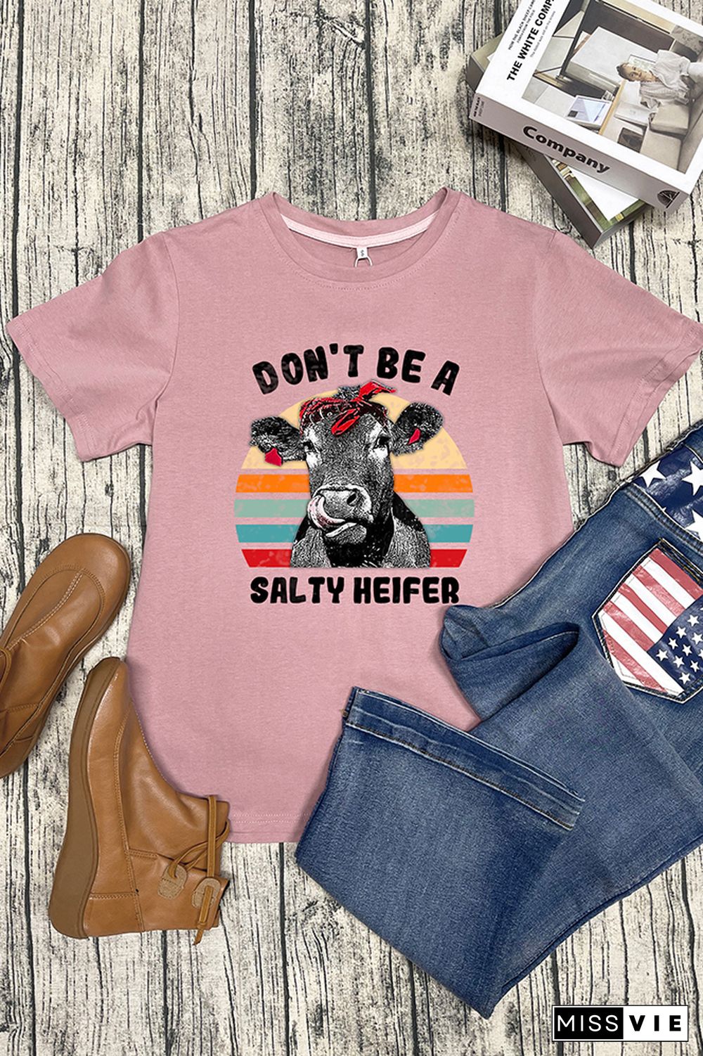 Don't Be A Salty Heifer Print Graphic Tees for Women Wholesale Short Sleeve T shirts Top