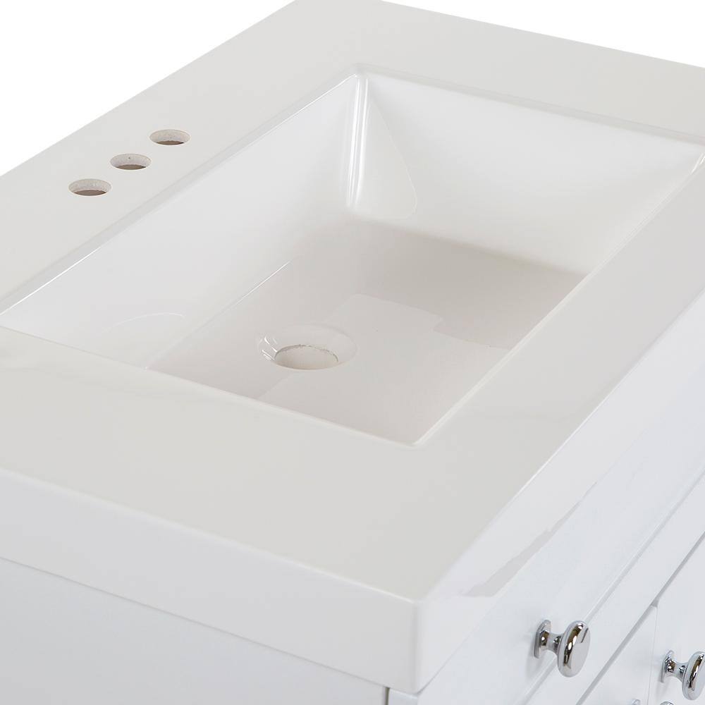 Glacier Bay Everdean 30.5 in. W x 18.8 in. D x 34.4 in. H Freestanding Bath Vanity in White with White Cultured Marble Top EV30P2-WH