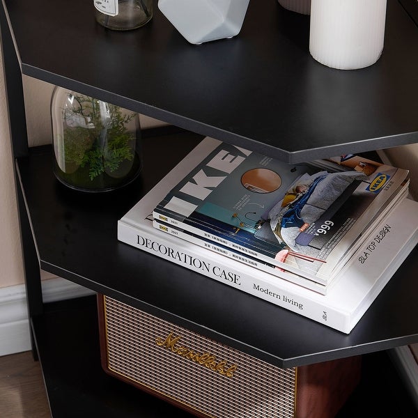 Corner End Table 4-Tier Open Shelves