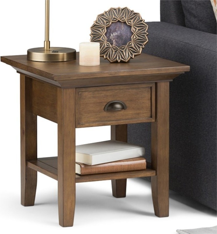 Atlin Designs End Table in Rustic Natural Aged Brown   Side Tables And End Tables   by Homesquare  Houzz