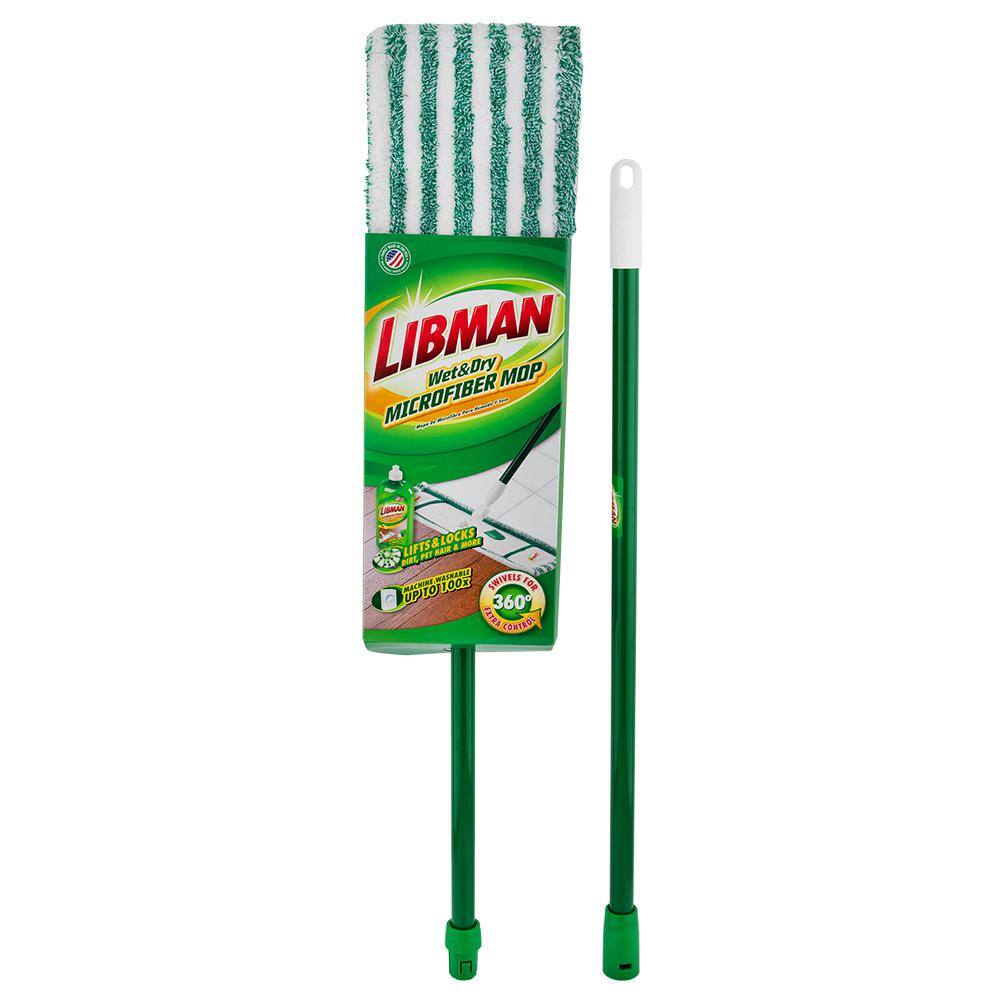 Libman Microfiber Tornado Wet Spin Mop and Bucket with 3 Refills  Microfiber Flat Mop with 2-Piece Handle with 1 Refill 1608