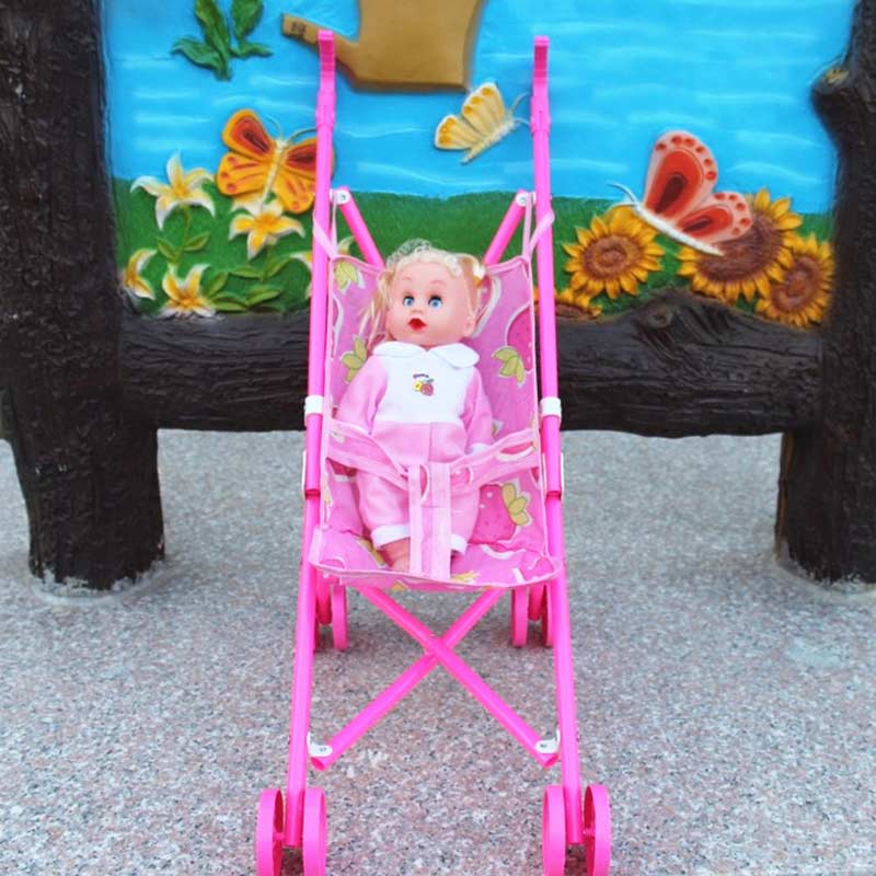 lzndeal Stroller Plastic Children Pram Pushchair Toy Play Set for Garden Outdoors Supermart Safe Baby Dolls Carriages