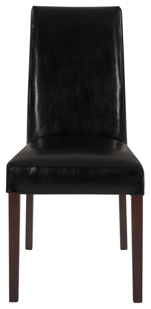 Agie Leather Chair  Black (Set Of 2)   Transitional   Dining Chairs   by Virgil Stanis Design  Houzz