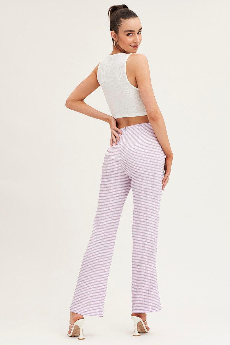 Check High Rise Pants Straight Leg