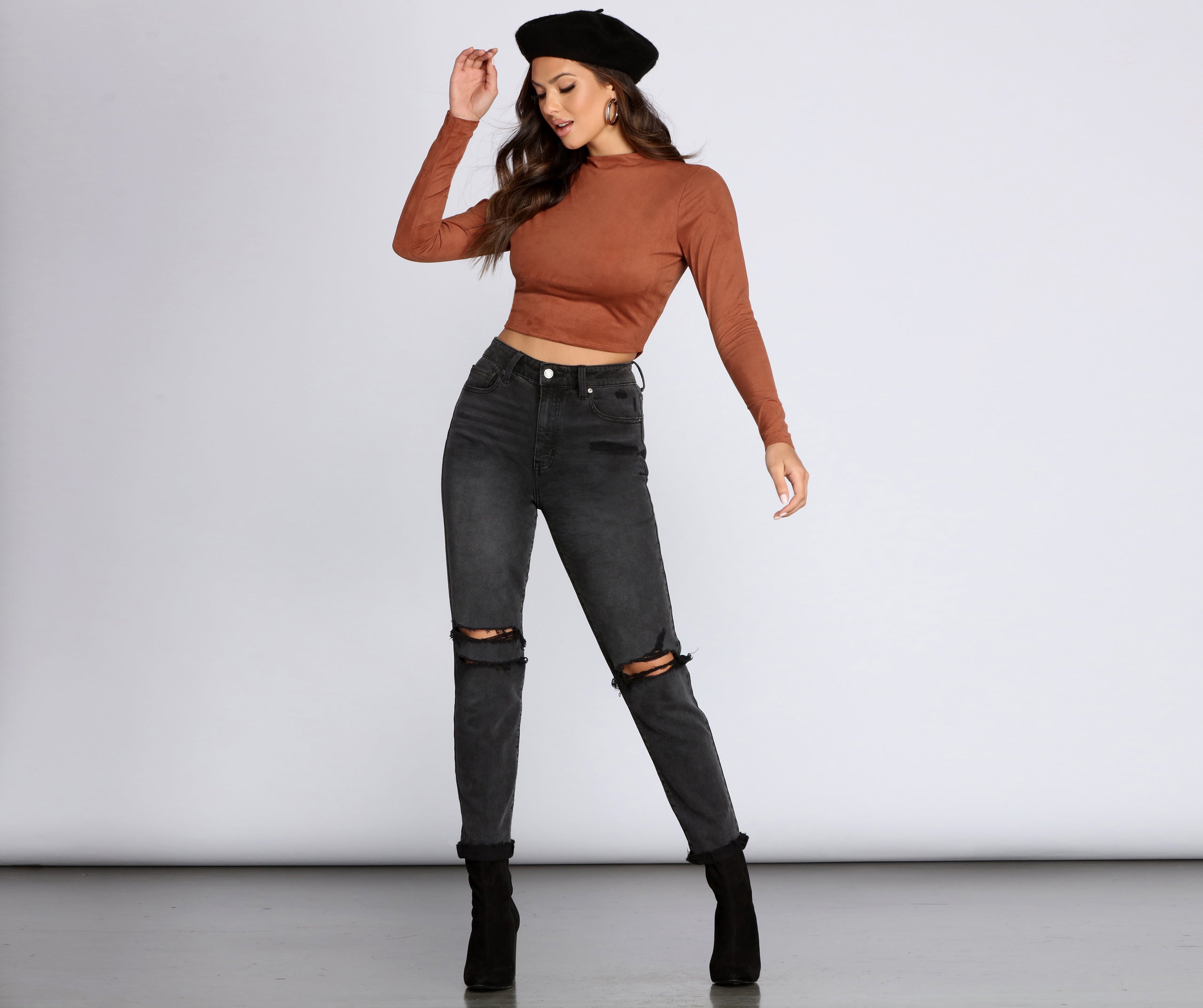 Chic Faux Suede Crop Top