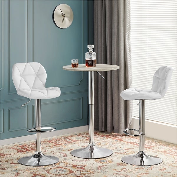 Yaheetech Adjustable Faux Leather Swivel Armless Bar Stool， Set of 2