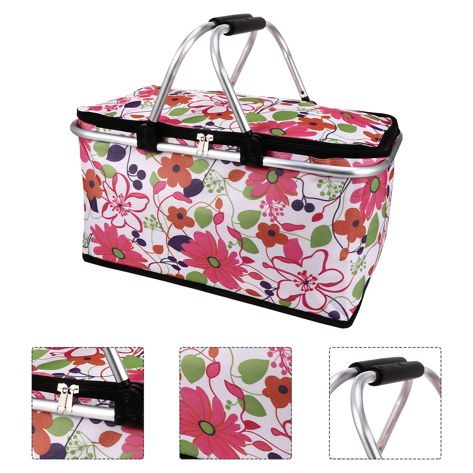 NICEXMAS 1pc Large Capacity Lunch Basket Collapsible Insulated Picnic Bag Folding Basket