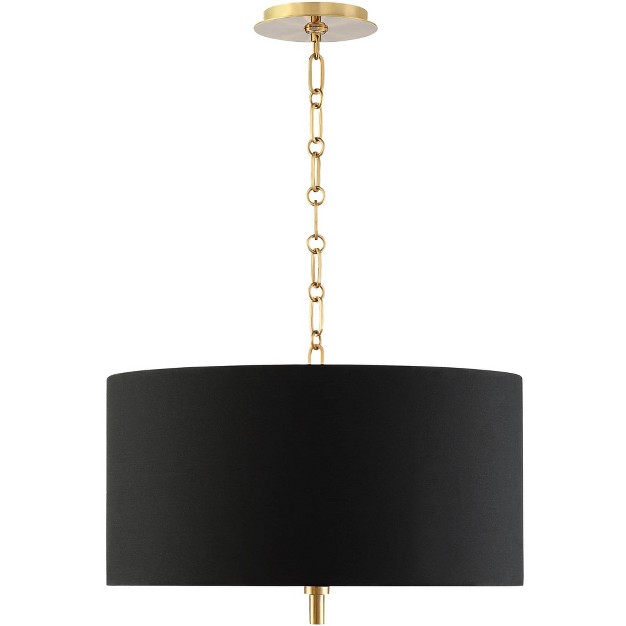 Wide Modern Black Fabric Drum Shade 4 light Fixture For Dining Room Living House Kitchen Island