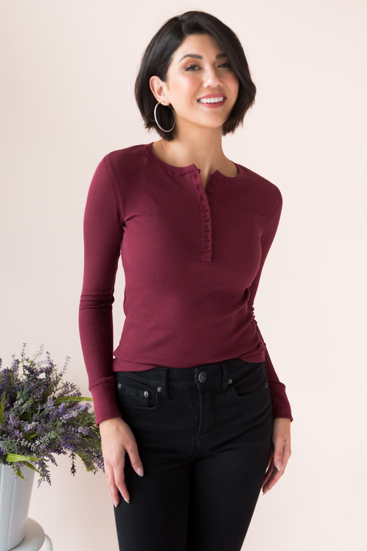 Changing Skies Modest Thermal Henley Top