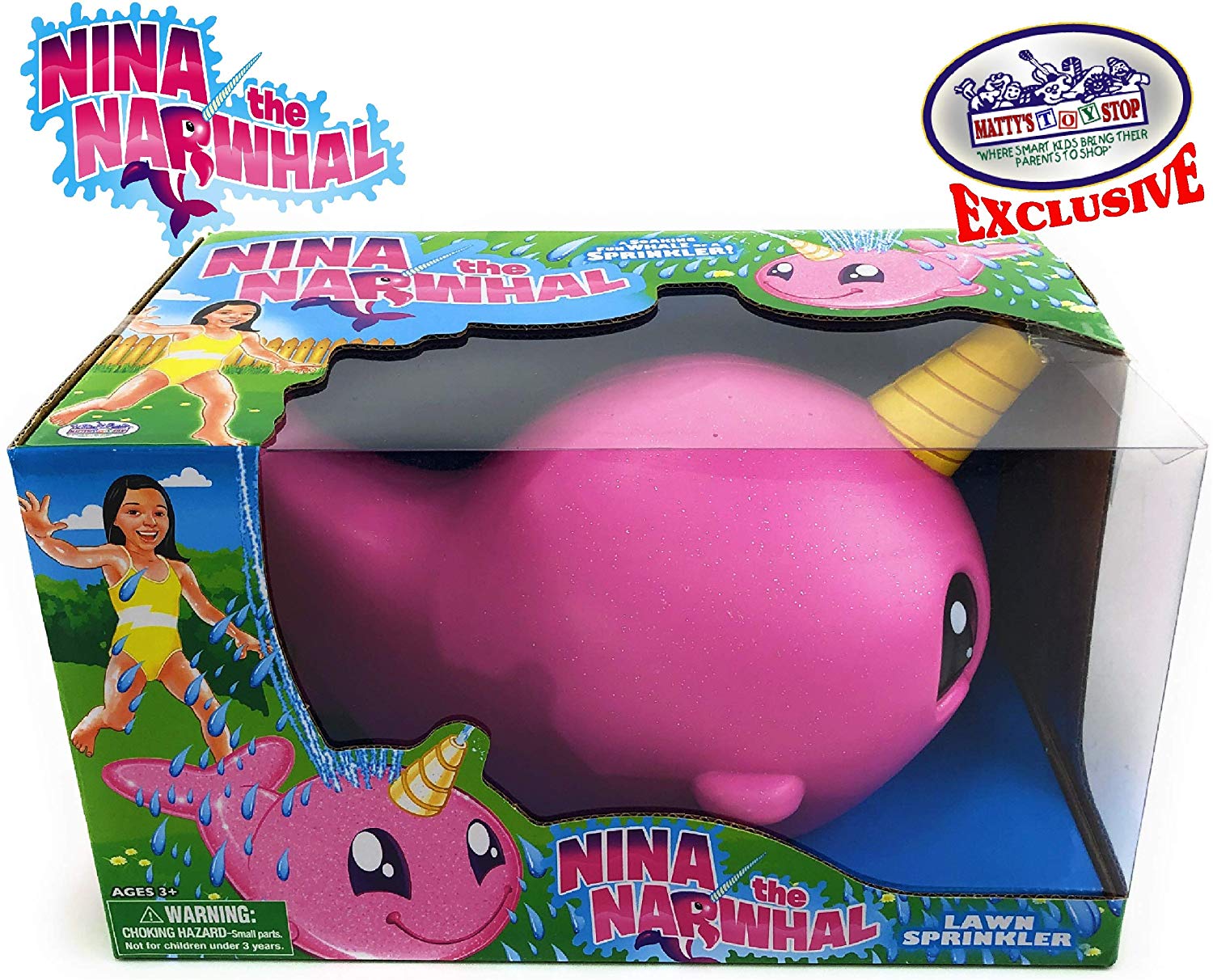 Matty's Toy Stop Nina The Narwhal (Pink Unicorn of The Sea) Water Sprinkler