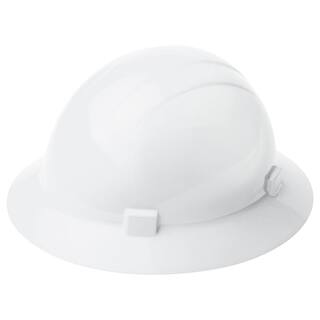 Americana 4 Point Nylon Suspension Mega Ratchet Full Brim Hard Hat in White 19221