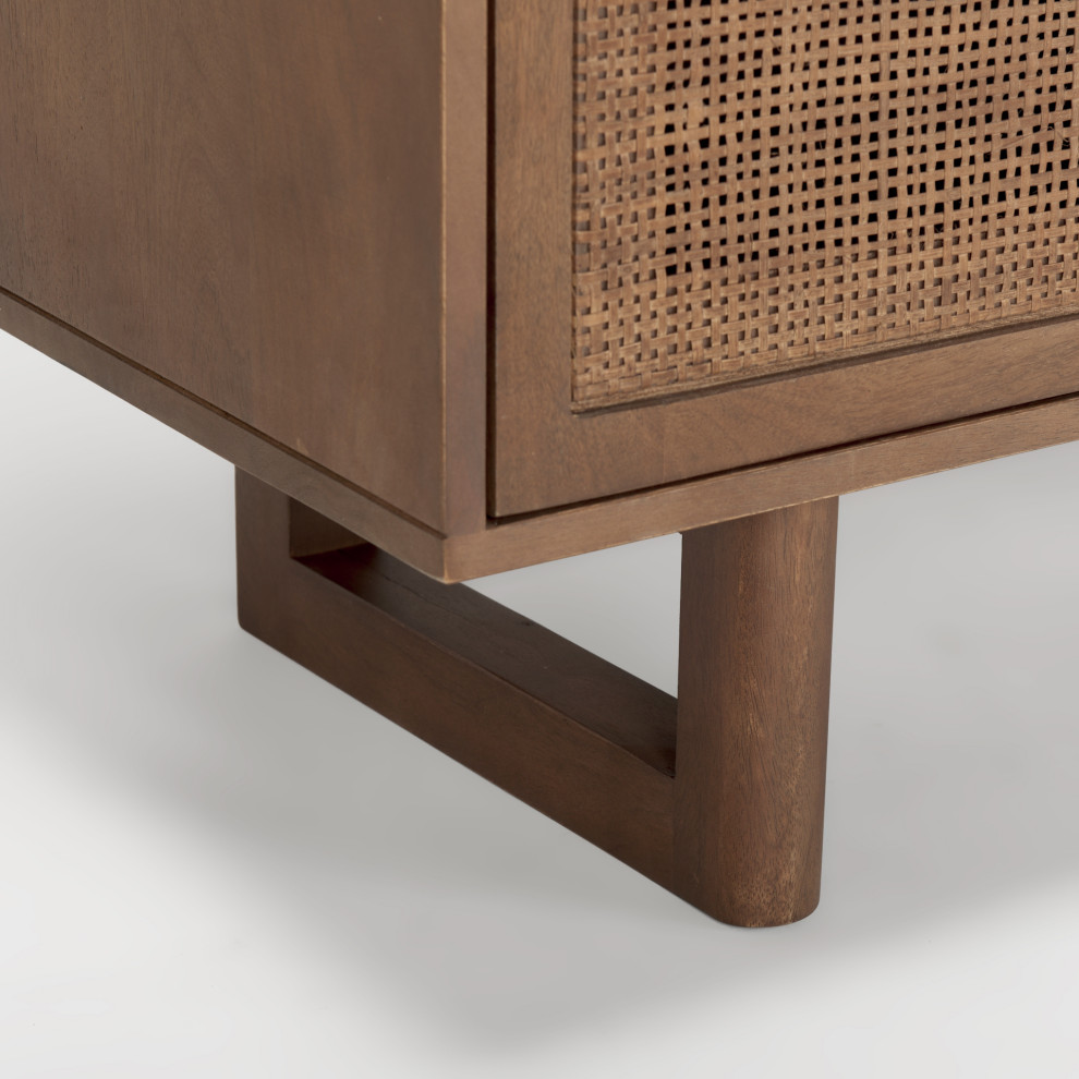 Grier Medium Brown Solid Wood With Cane Accent Cabinet   Tropical   Accent Chests And Cabinets   by Mercana  Houzz