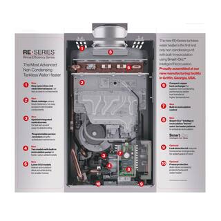 Rinnai High Efficiency Non-Condensing 5.3 GPM Residential 140000 BTU Exterior Propane Gas Tankless Water Heater RE140eP