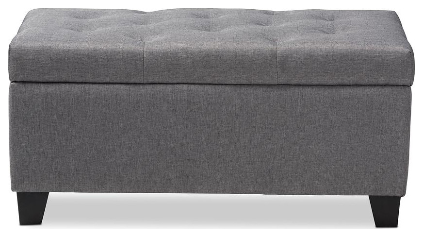 Michaela Modern and Gray Fabric Upholstered Storage Ottoman   Transitional   Footstools And Ottomans   by Ezmod Furniture  Houzz