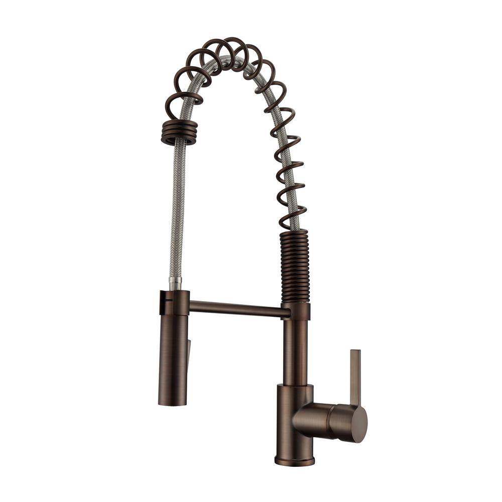 Barclay Products Nikita Single Handle Deck Mount Spring Gooseneck Pull Down Spray Kitchen Faucet with Lever Handle 1 in Oil Rubbed Bronze KFS417-L1-ORB